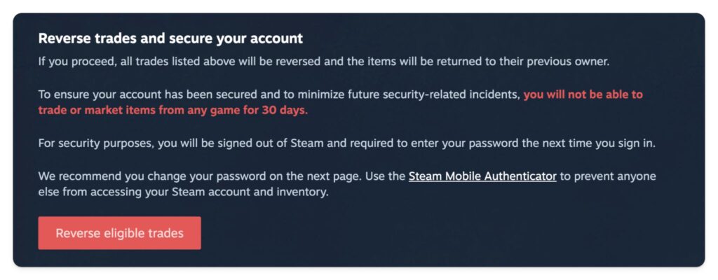 Trade Protected Warning