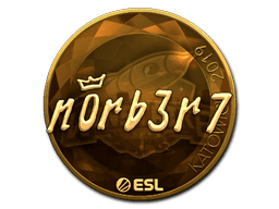 Naklejka | n0rb3r7 (złota) | Katowice 2019